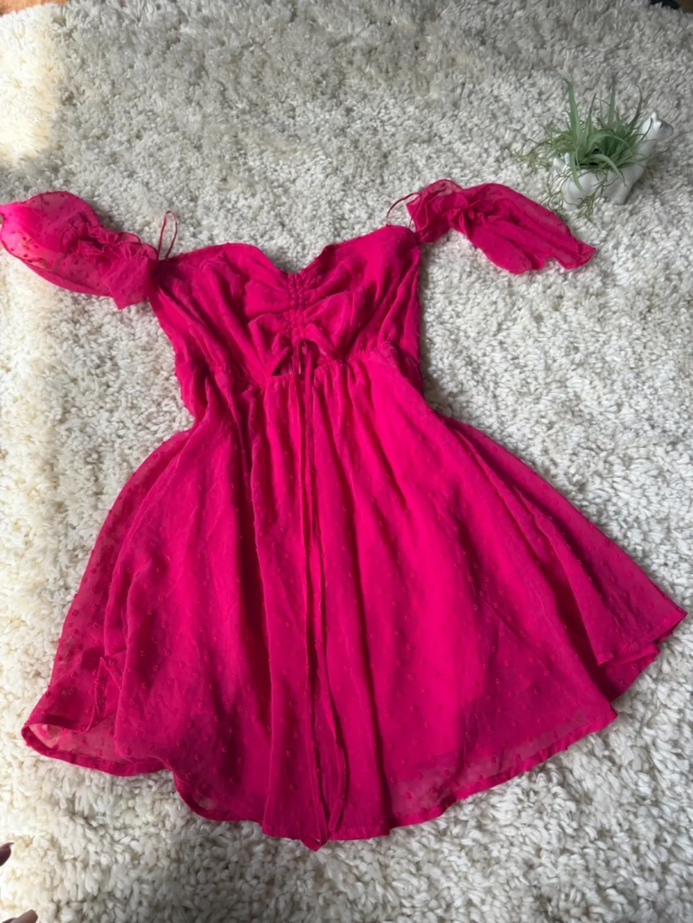 Vibrant hot pink FAVLUX Hot Pink cute spring dolly Off-the-Shoulder Puff Sleeve